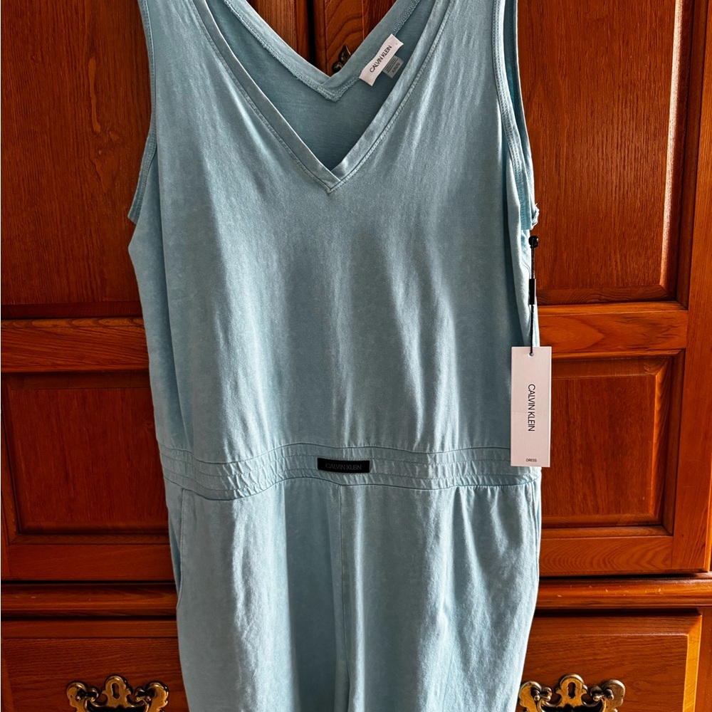 Calvin Klein Light Blue Shorts-All, NWT, Double V-Neck, Elastic Waist, size XL.